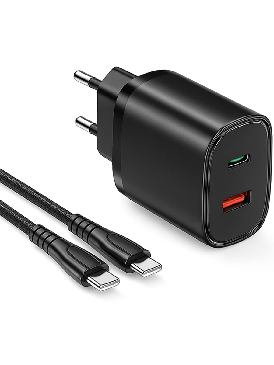 Сетевое зарядное устройство с кабелем Yesido 20W Black - Фото #1
