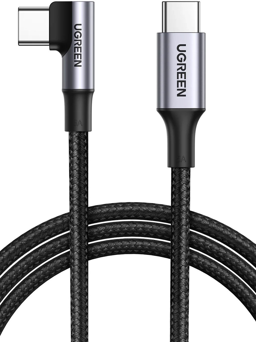 Cablu UGREEN 90-Degree Angled USB Type-C to USB Type-C 2m Black - Foto #1