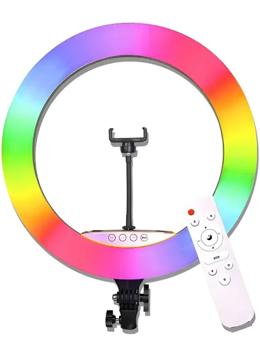 Lampă inelară Helmet Selfie Ring Light 22 MJ56 RGB Black - Foto #2