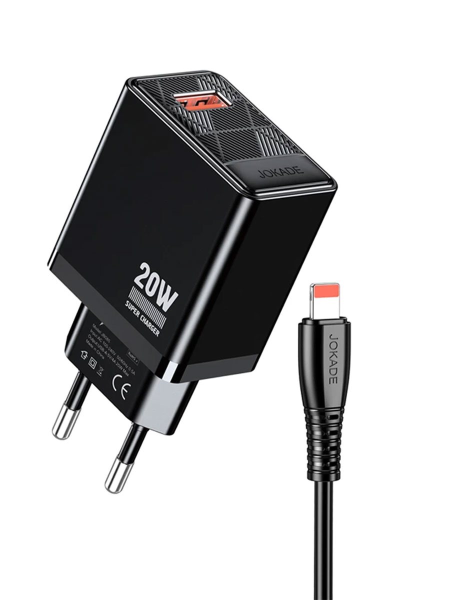 Încărcător rețea cu cablu Jokade USB Type-A to Lightning 20W Black - Foto #1