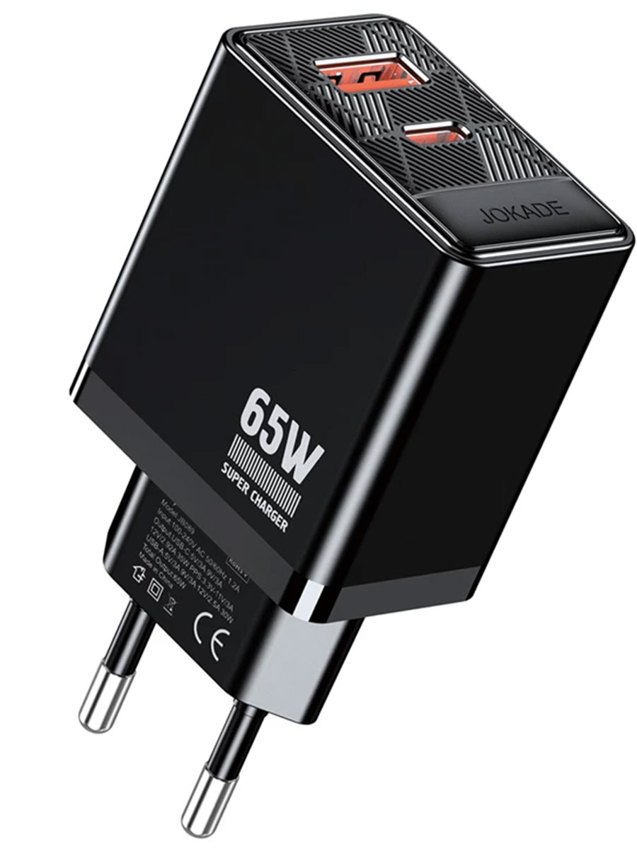Сетевое зарядное устройство Jokade Dual Port 65W Black - Фото #1