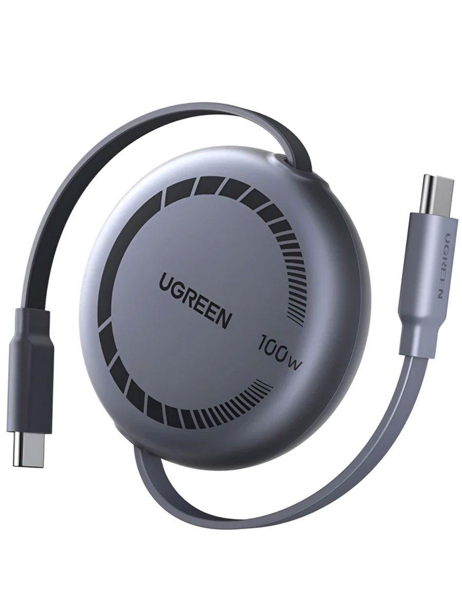 Cablu UGREEN Nexode Retractable Type-C to Type-C 100W 1m Grey - Foto #1